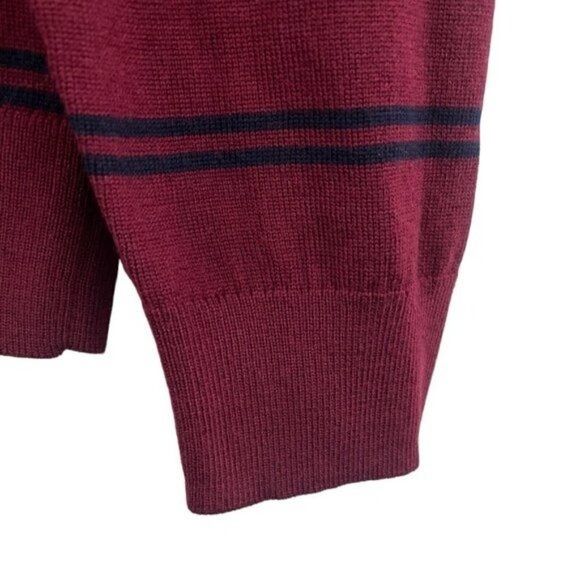 Banana Republic Italian Merino Baruffa Stripe Crimson Pullover Sweater US L - Picture 4 of 7